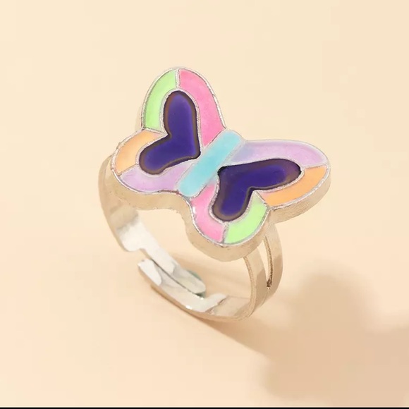 Mood ring color changing womens girls adjustable fun silver rainbow jewelry - Picture 2 of 10